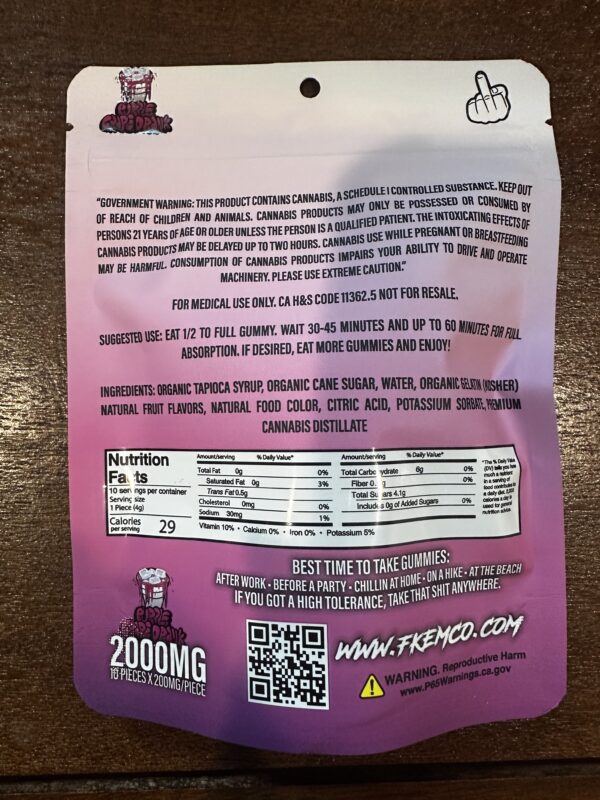 [FKEM] 2000mg. Designer cannabisGummies. 'Purple Grape Drank' hybrid - Image 2