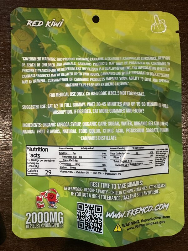 [FKEM] Designer Cannabis Gummies  'Red Kiwi' Indica - Image 2