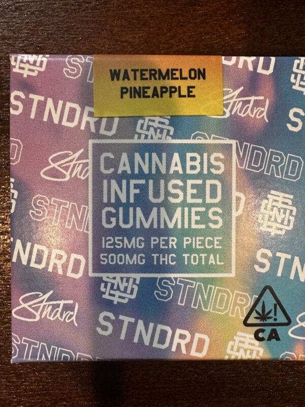 500mg. cannabis infused gummies 4/125mg packs  'Watermelon Pineapple' Indica